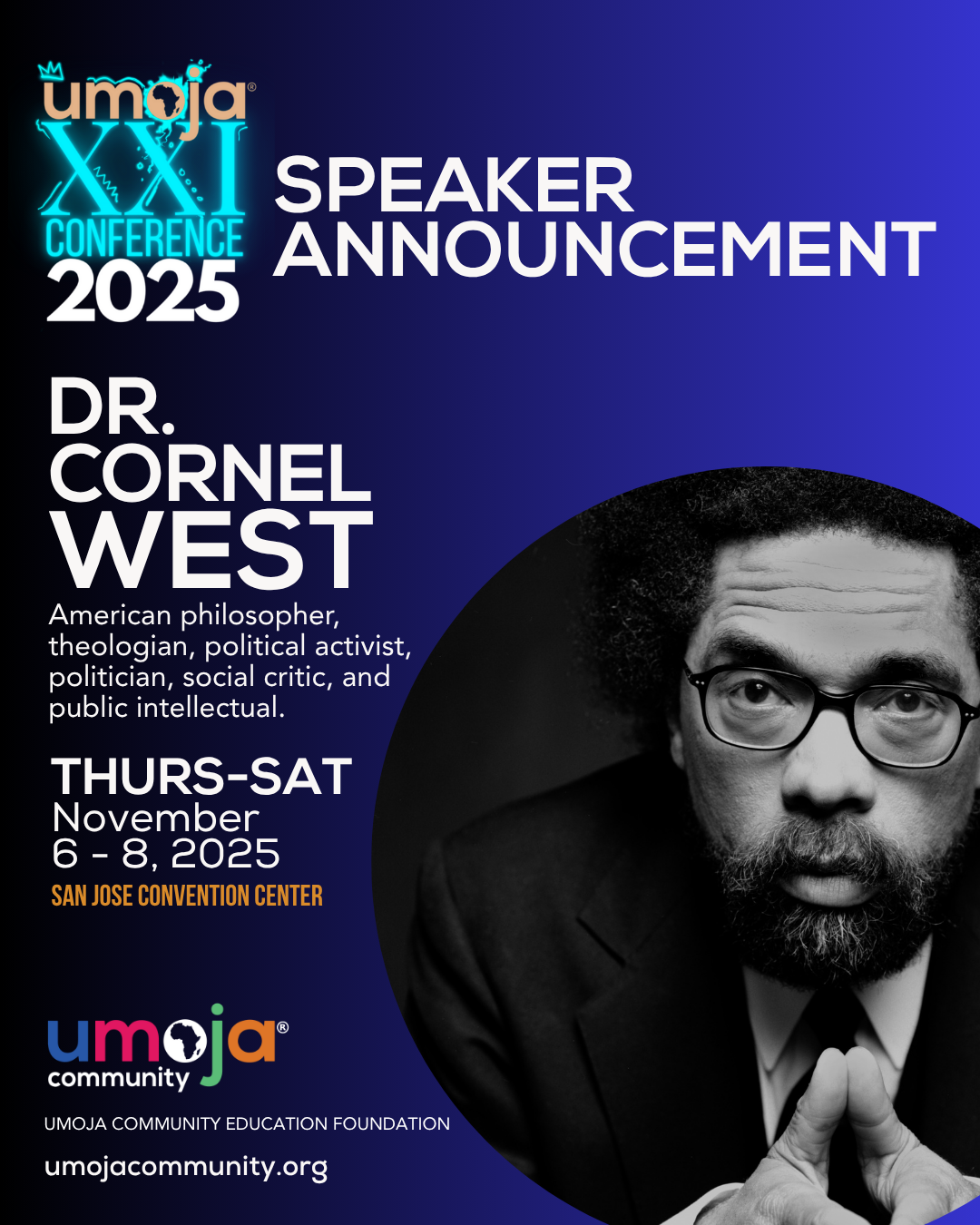 Dr. Cornel West Speaker Announcement Flyer